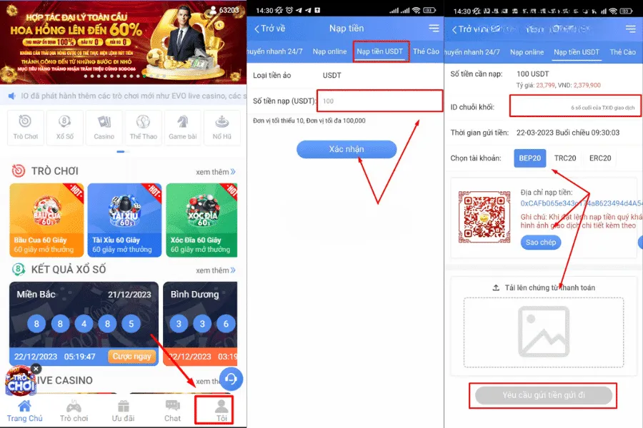 nạp tiền sodo66 qua ví tiền ảo usdt